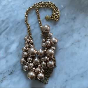 J.Crew gold necklace with rose beads and gold chains, 18" chain